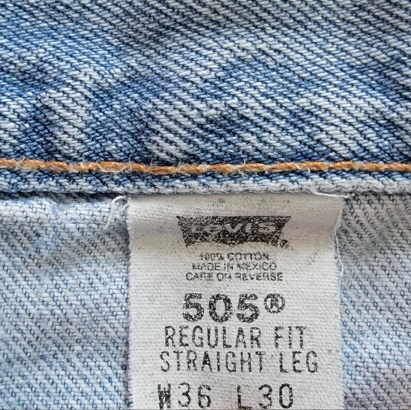 Levis 505 Mens Jeans Orange Tabs 36 X 30 Regular Fit Straight Leg Denim - Picture 11 of 11